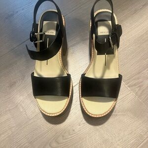 Dolce Vita Black and Cream Platform Sandals with Ankle Straps
